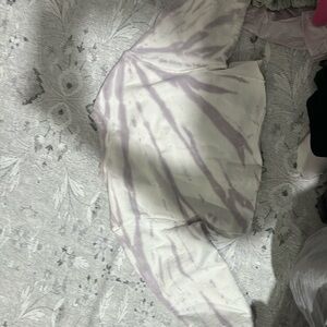 purple and white marble cropped crewneck